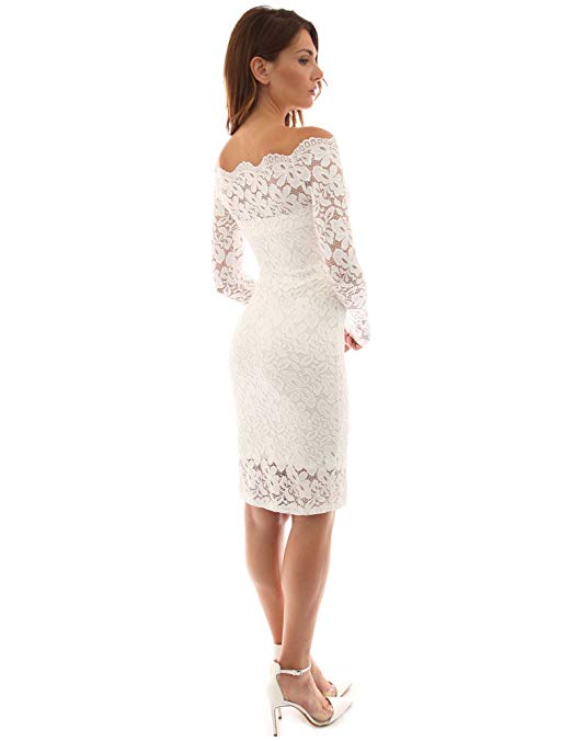 Off Shoulder Floral Lace Twin Set Dress for Women