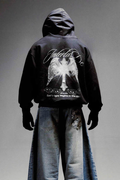 Dark Street Print Cardigan Hoodie