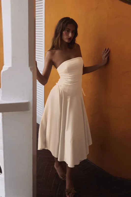Autumn New Chic Bowknot Strapless Slim Fit Party Dress