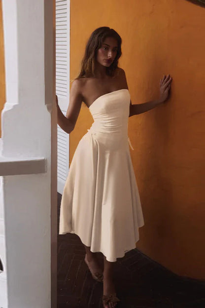 Autumn New Chic Bowknot Strapless Slim Fit Party Dress