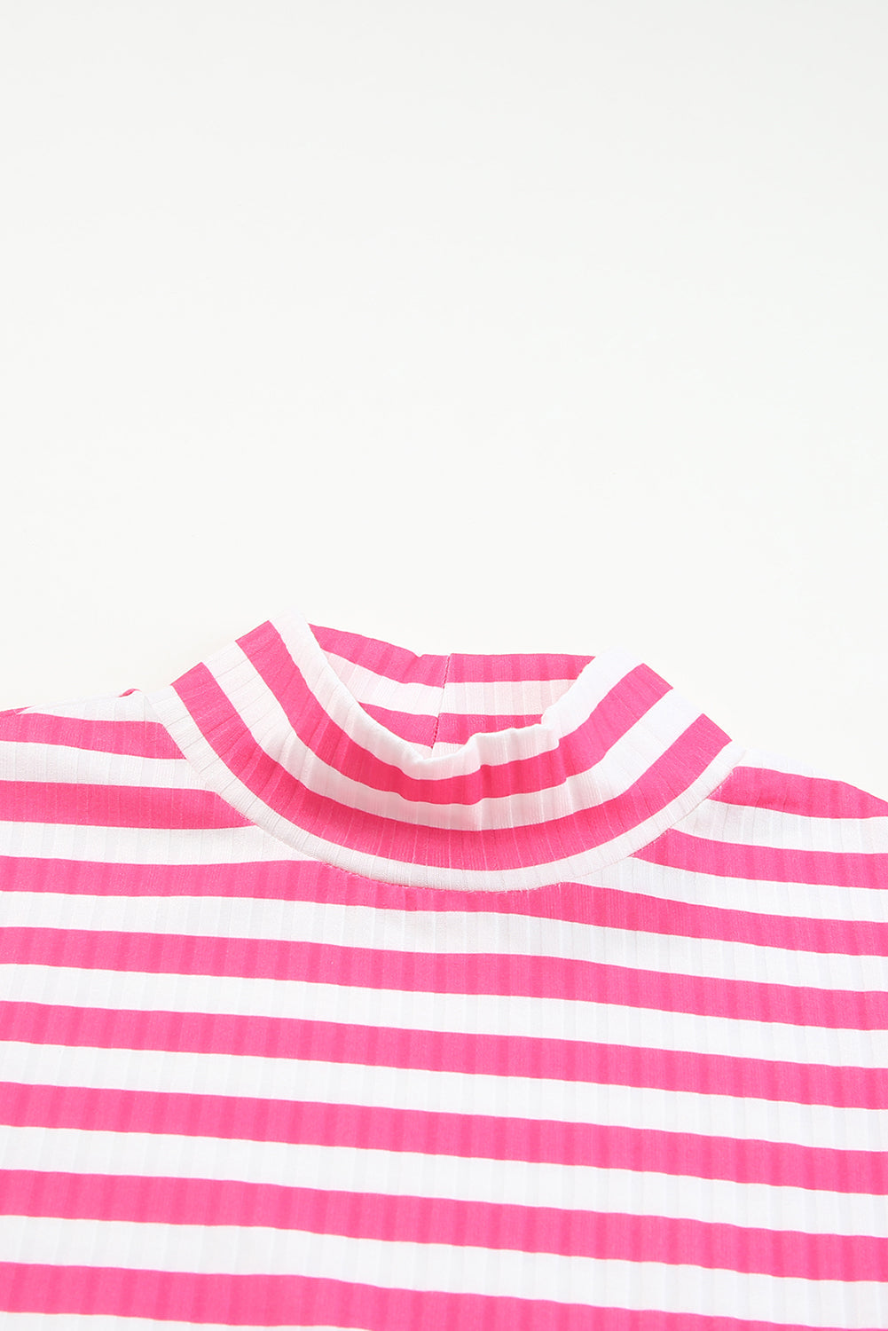 Arm Design Long Textured Pink Knit Striped Tee