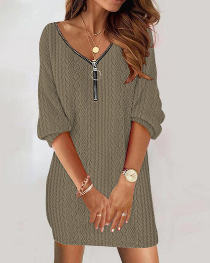 Textured Cable Dress with Zipper