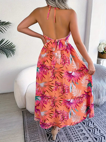 Tie Cutout Design Full-Length with Gown Flowered Back