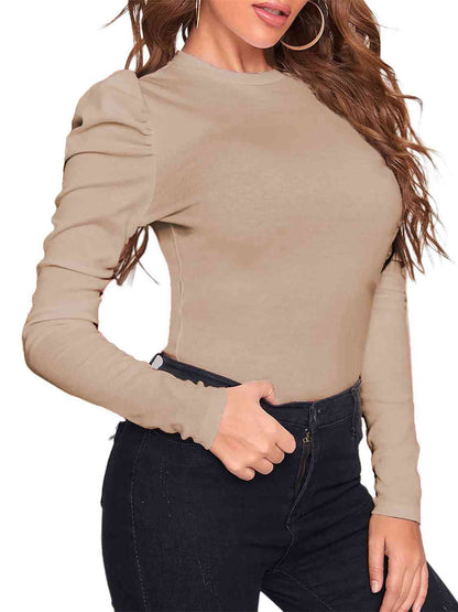 with Leg-Of-Mutton Neck Top Round Sleeves