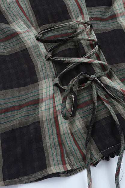 Dark Street Style Tartan Blouse