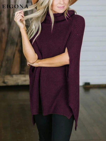 Cosybreezee - Turtleneck Slit Sleeveless Sweater