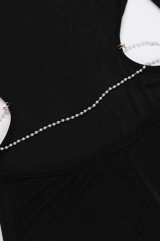 Backless Chain Long Sleeve Split Party Dress