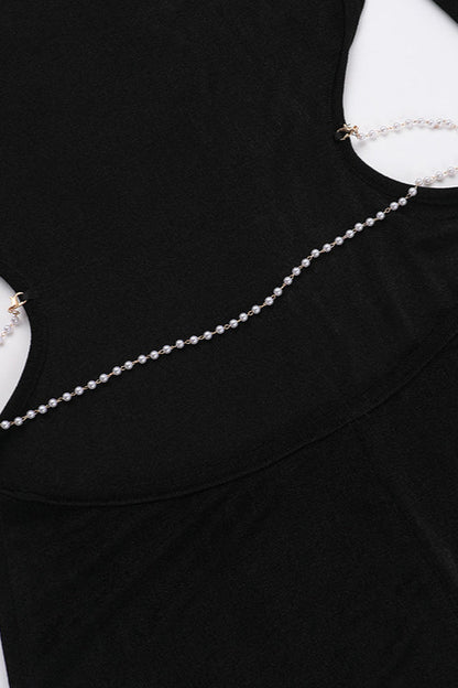 Backless Chain Long Sleeve Split Party Dress