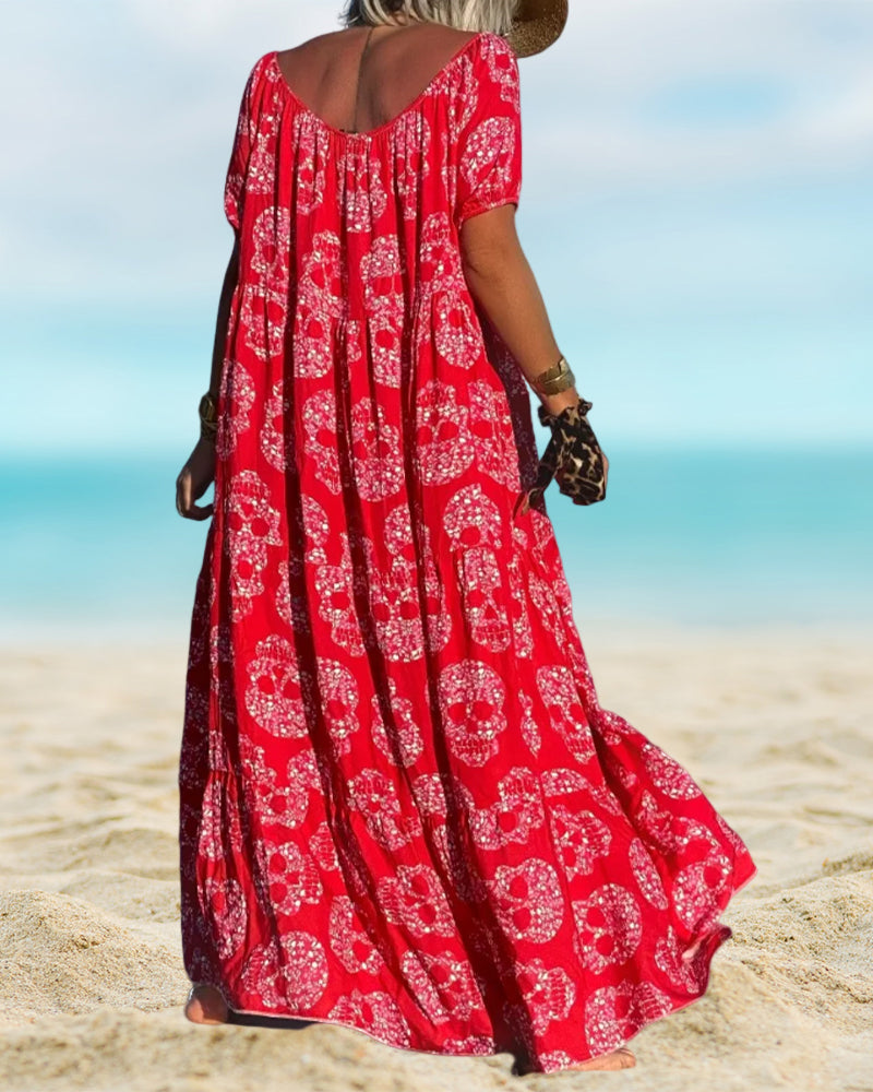 Skull Print Maxi Dress