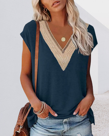 V-neck Lace Tee