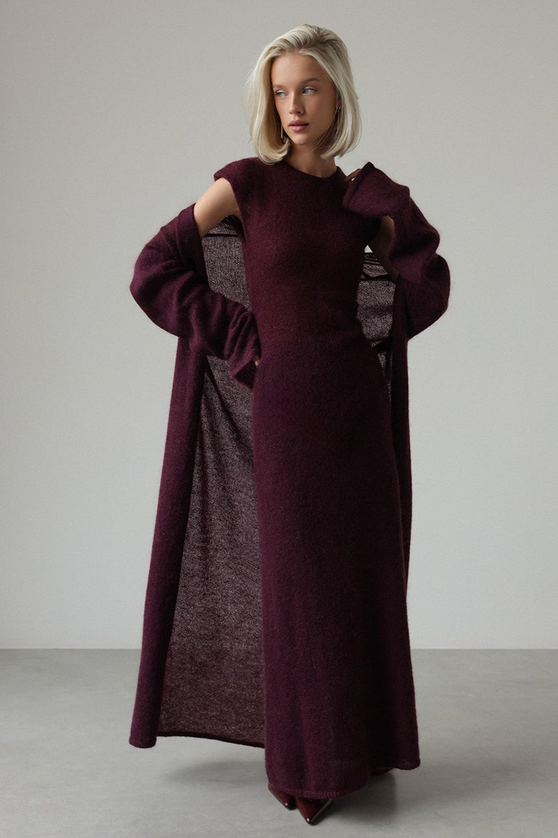 Vintage Knit Cardigan and Sleeveless Dress Two Piece Set