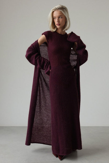 Vintage Knit Cardigan and Sleeveless Dress Two Piece Set