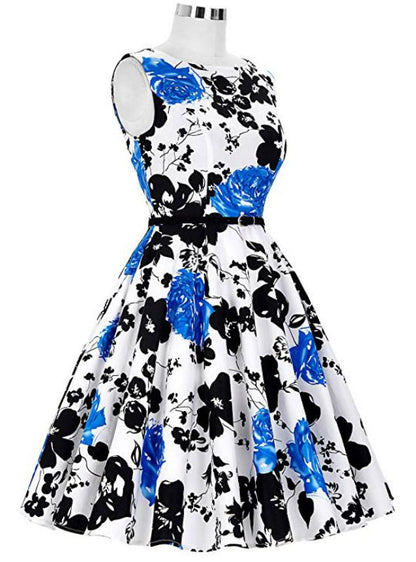 White and Blue/Black Fashion Women Dress