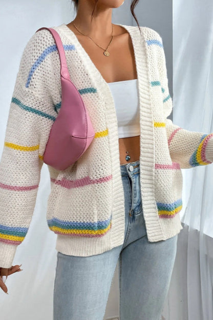 Rainbow Striped Loose Fit Knit Cardigan