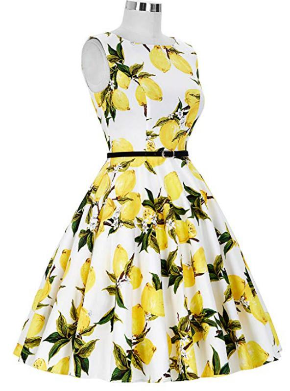 Vintage Pear Blossom Sleeveless Short Dress