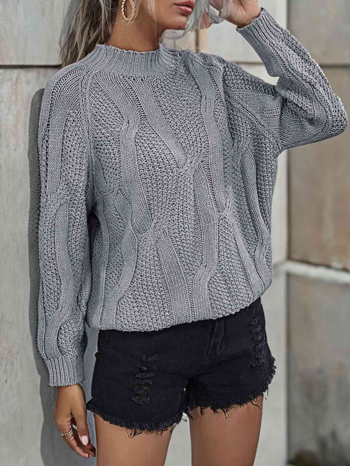 Neck Mock Ribbed Sweater