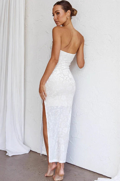 Sexy Lace Backless Strapless Midi Dress