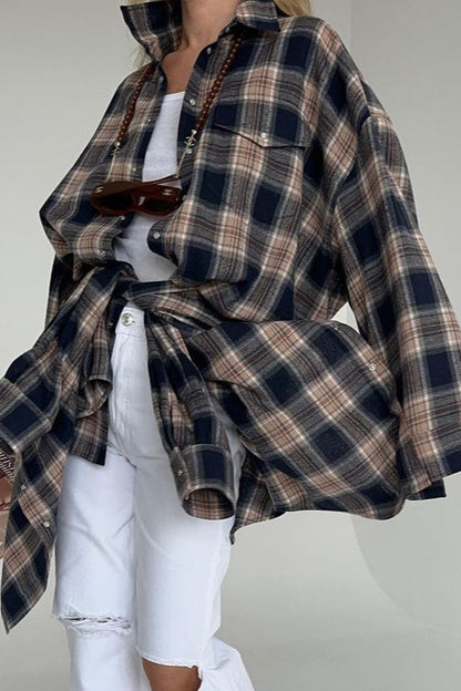 Boyfriend Style Plaid Shirt Blouse