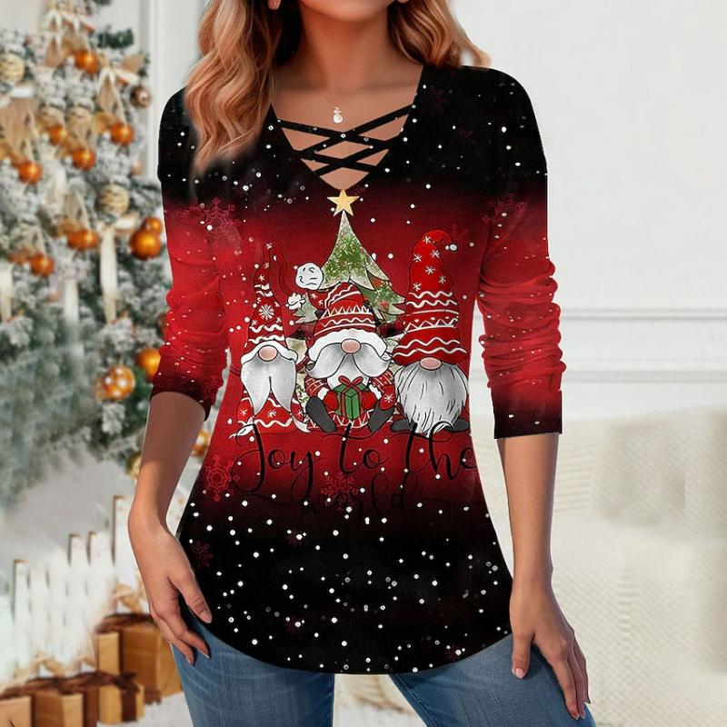 Blouse with Gradient Christmas Design