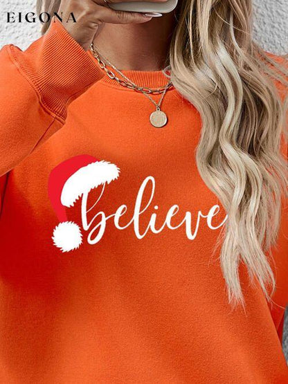 Cosybreezee - BELIEVE Graphic Long Sleeve Holiday Christmas Sweatshirt