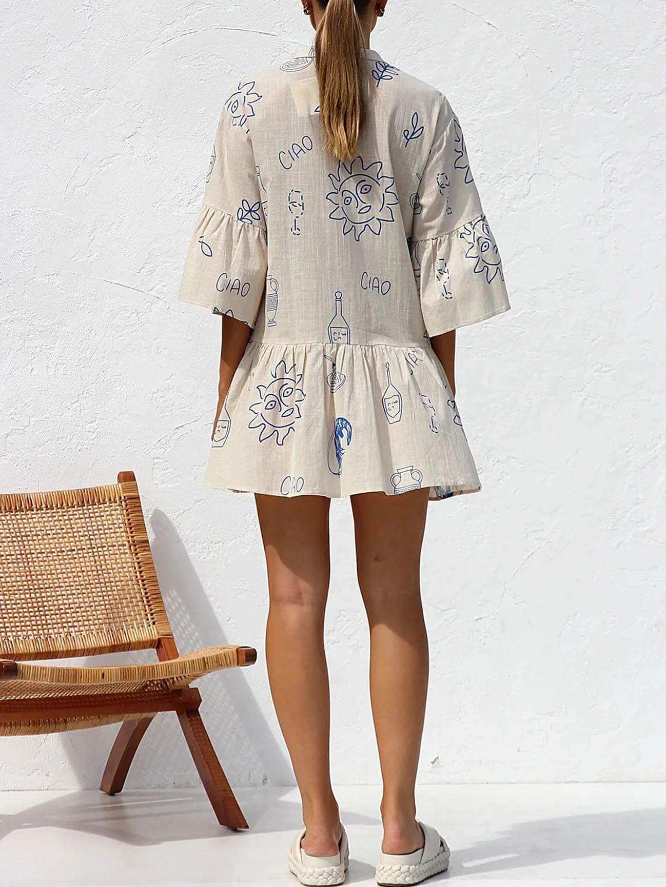 Ethnic Style Loose Charming Shirt Short Dress