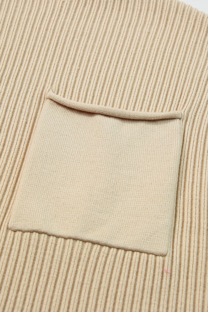 Arm Oatmeal Brief Knit Patch Ribbed with Sweater Pocket