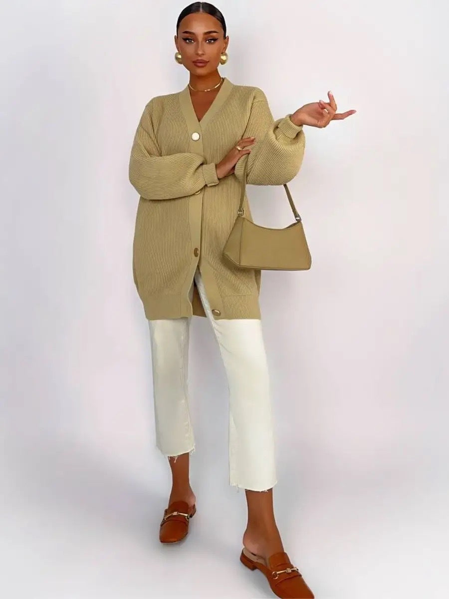 Solid Loose Knit Cardigan