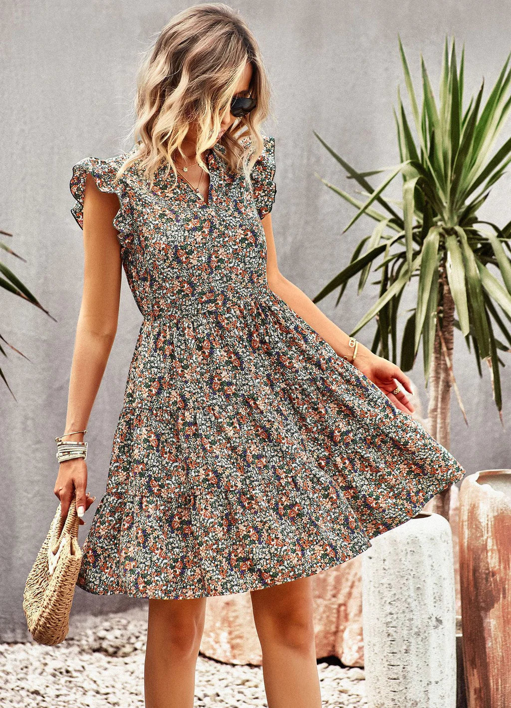 WOMEN HOLIDAY PRINT DRESS