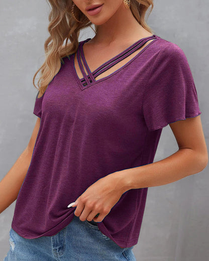 T-shirt in Solid Cut Out Color