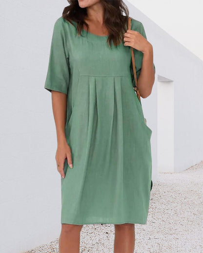 Solid Color Dress with Pockets