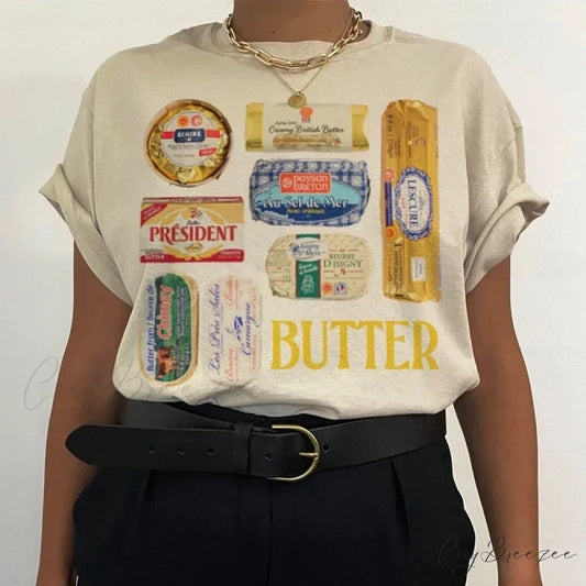 90s Butter Fun Foodie Tee Khaki / S t-shirt-250223