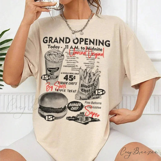 90s Classic Burger Fries Tee Khaki / S t-shirt-250223