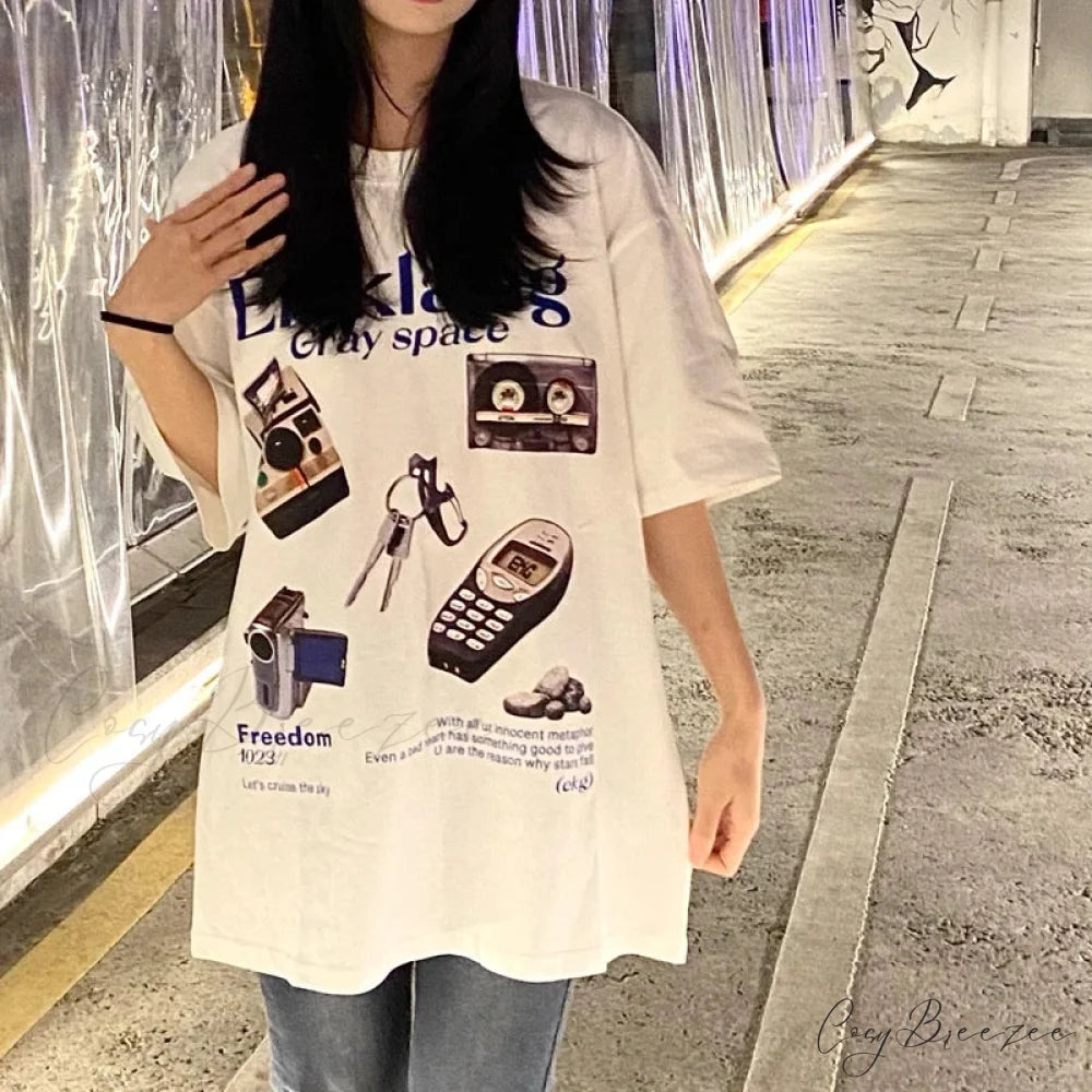 90s Nostalgic Cotton Harajuku T-shirt t-shirt-250223