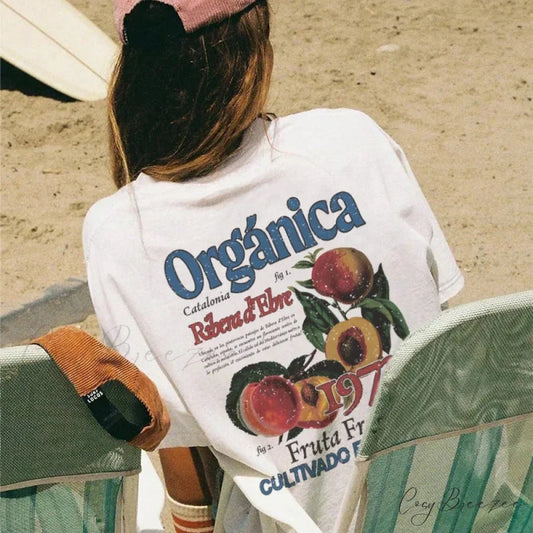 90s Peach Cottagecore Fruit Tee WHITE / S t-shirt-250223