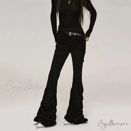 90s Retro Ruched Flare Halloween Pants