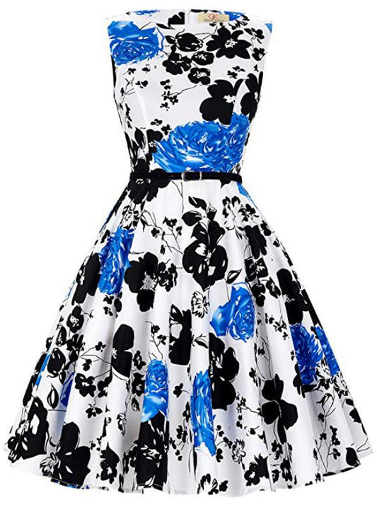 White and Blue/Black Fashion Women Dress