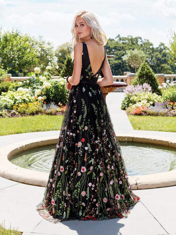 Bohemia Floral V Neck Backless Maxi Dress