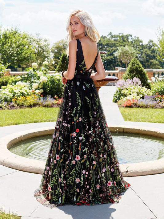 Bohemia Floral V Neck Backless Maxi Dress