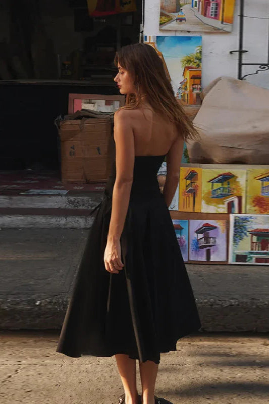Autumn New Chic Bowknot Strapless Slim Fit Party Dress