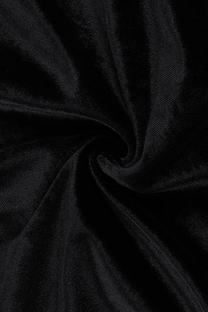 Velvet Pleated Hem Long Sleeve Party Dress