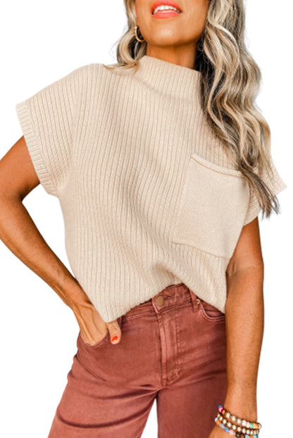 Arm Oatmeal Brief Knit Patch Ribbed with Sweater Pocket