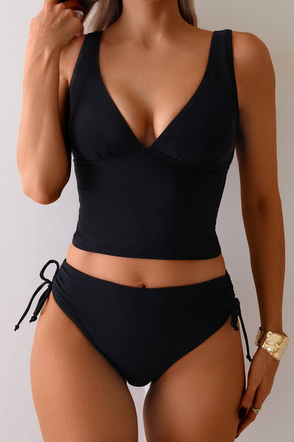 Backless String Tankini Two Piece Swim Set