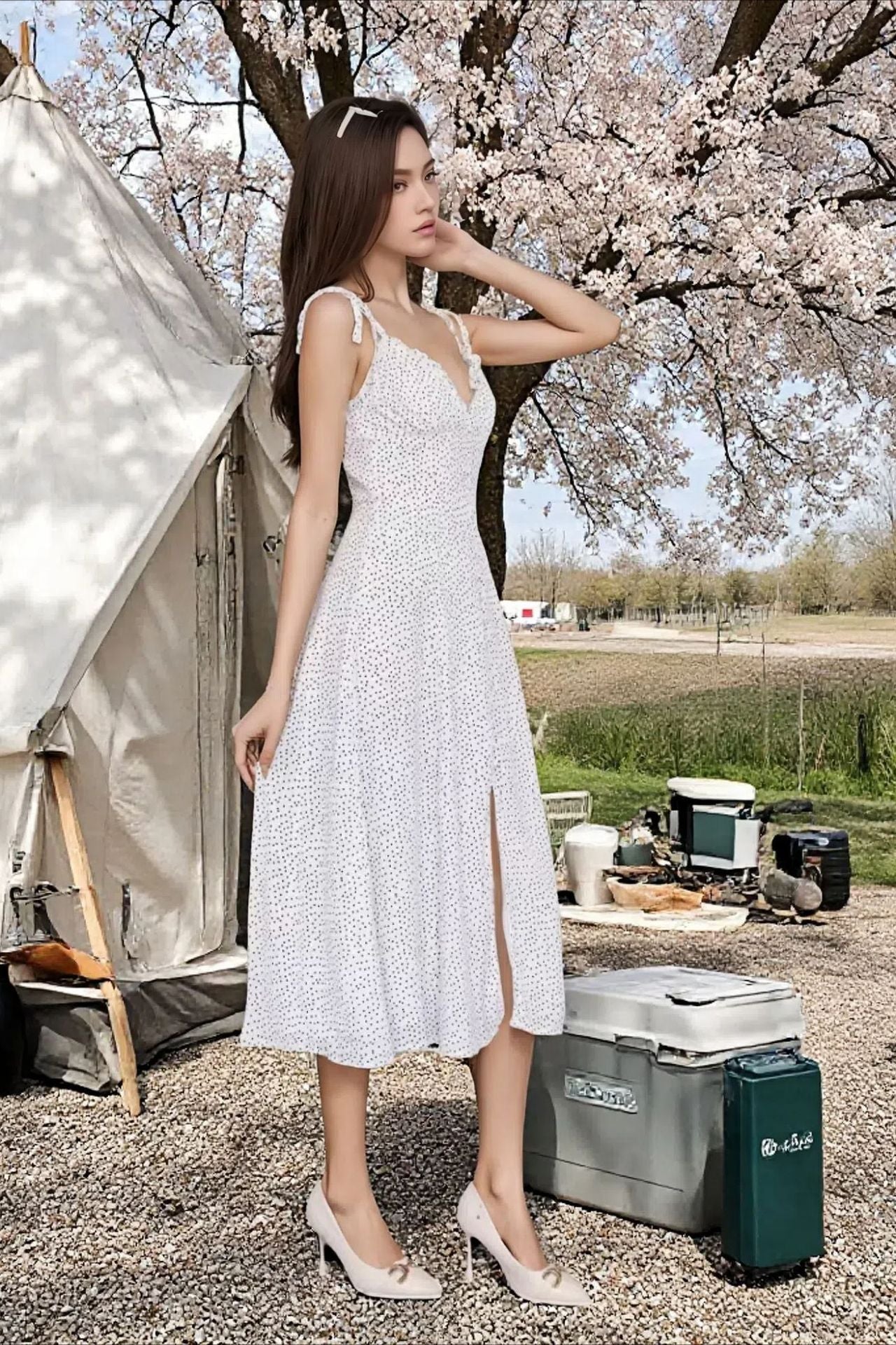 Sexy Backless Fashion Polka Dot Halter Party Dress