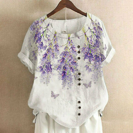 T-Shirt Casual with Lavender Print