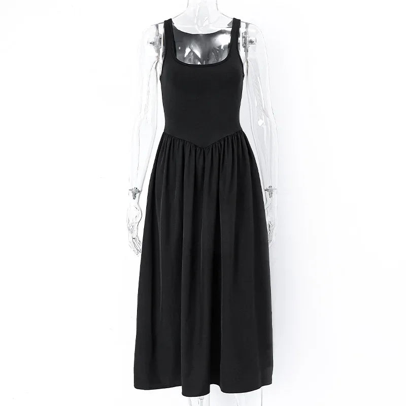 A Line Sleeveless O Neck Summer Casual Party Beach Club 2024 Midi Dress