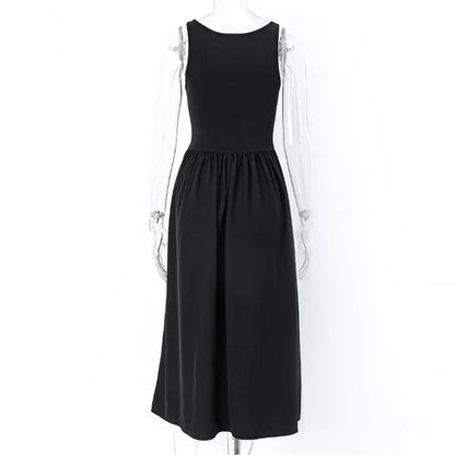 A Line Sleeveless O Neck Summer Casual Party Beach Club 2024 Midi Dress