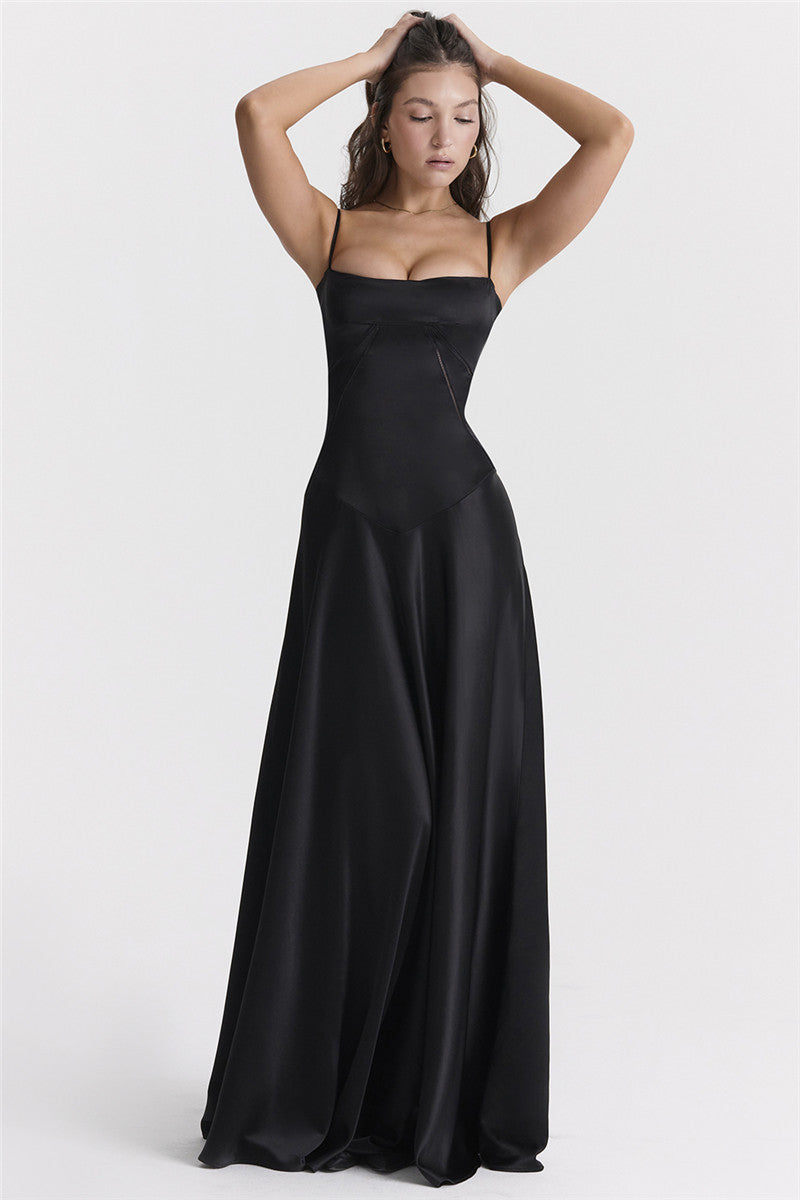 Wendy Lace-up Satin Maxi Dress