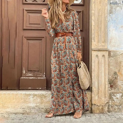 Autumn Female Short Sleeve Sexy High Split Maxi Boho Dress