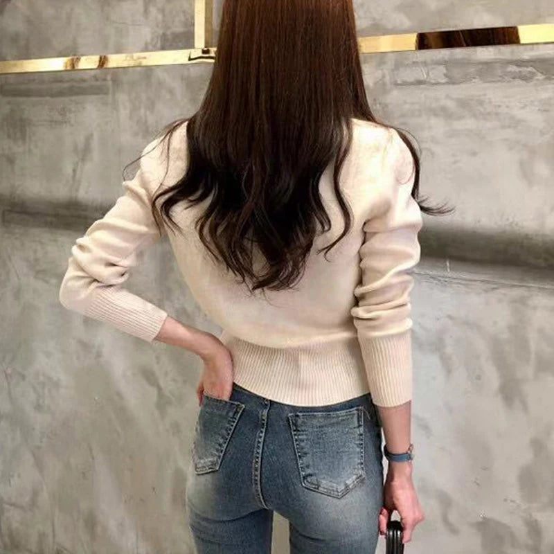 Autumn Long Sleeve Fashion Knitted Casual Single Breasted Cardigan