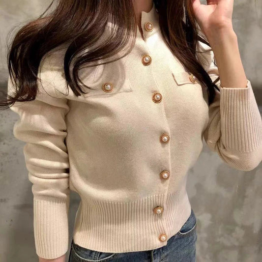 Autumn Long Sleeve Fashion Knitted Casual Single Breasted Cardigan